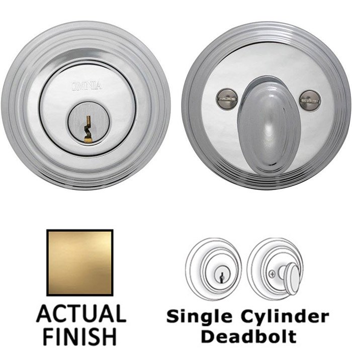 Omnia Hardware Traditional Single Cylinder Deadbolt in Satin Brass Lacquered