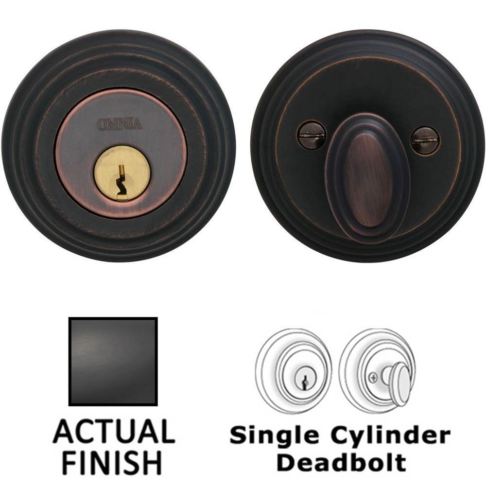 Omnia Hardware Traditional Auxiliary Single Deadbolt in Oil-Rubbed Bronze