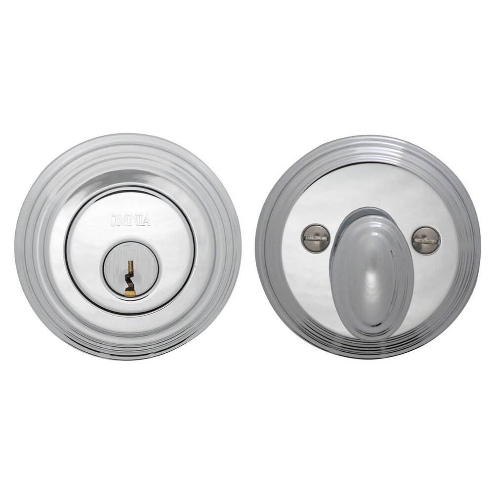Omnia Hardware Traditional Auxiliary Single Deadbolt in Polished Chrome Plated