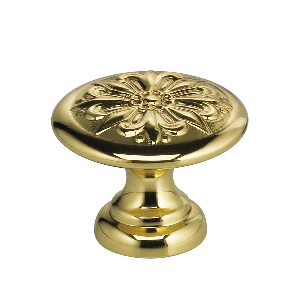 Omnia Hardware 1 9/16" Graphic Flower Knob Polished Brass Lacquered