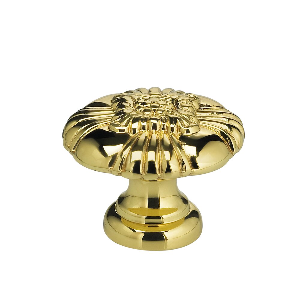 Omnia Hardware 1 3/8" Floral Center Knob Polished Brass Lacquered