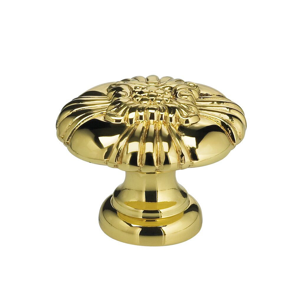 Omnia Hardware 1 5/8" Floral Center Knob Polished Brass Lacquered