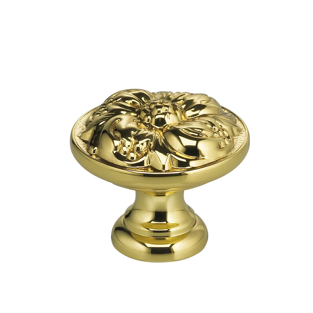 Omnia Hardware 1 1/8" Flower Knob Polished Brass Lacquered