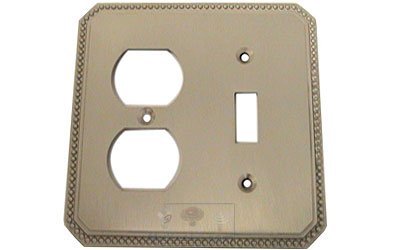 Omnia Hardware Beaded Combination Switchplate in Satin Nickel Lacquered