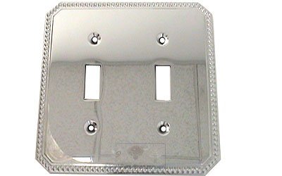 Omnia Hardware Beaded Double Toggle Switchplate in Polished Chrome