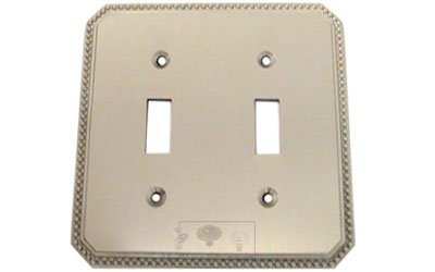 Omnia Hardware Beaded Double Toggle Switchplate in Satin Nickel Lacquered
