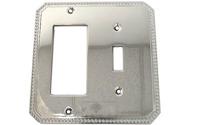Omnia Hardware Beaded Single Toggle with Single Rocker Cutout Switchplate in Polished Chrome