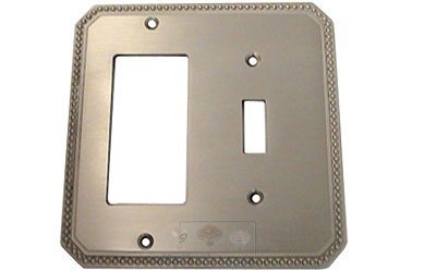 Omnia Hardware Beaded Single Toggle with Single Rocker Cutout Switchplate in Satin Nickel Lacquered