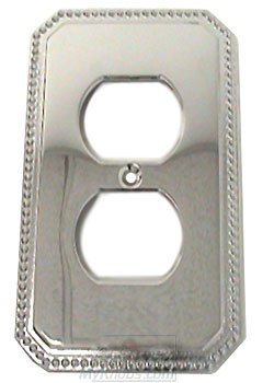 Omnia Hardware Beaded Duplex Receptacle Switchplate in Polished Chrome