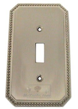 Omnia Hardware Beaded Single Toggle Switchplate in Satin Nickel Lacquered