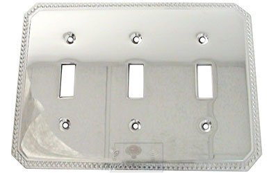Omnia Hardware Beaded Triple Toggle Switchplate in Polished Chrome