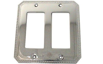 Omnia Hardware Beaded Double Rocker Cutout Switchplate in Polished Chrome