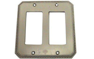Omnia Hardware Beaded Double Rocker Cutout Switchplate in Satin Nickel Lacquered