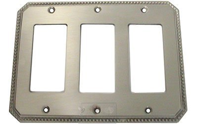 Omnia Hardware Beaded Triple Rocker Cutout Switchplate in Satin Nickel Lacquered