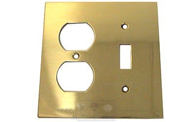 Omnia Hardware Modern Combination Switchplate in Polished Brass Lacquered
