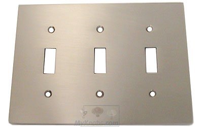 Omnia Hardware Modern Triple Toggle Switchplate in Satin Nickel Lacquered