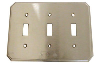Omnia Hardware Traditional Triple Toggle Switchplate in Satin Nickel Lacquered