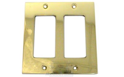 Omnia Hardware Modern Double Rocker Cutout Switchplate in Polished Brass Lacquered