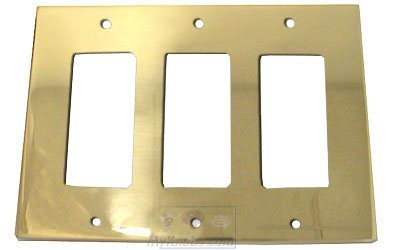 Omnia Hardware Modern Triple Rocker Cutout Switchplate in Polished Brass Lacquered