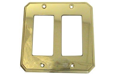 Omnia Hardware Traditional Double Rocker Cutout Switchplate in Polished Brass Lacquered