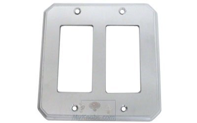 Omnia Hardware Traditional Double Rocker Cutout Switchplate in Satin Chrome