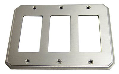 Omnia Hardware Traditional Triple Rocker Cutout Switchplate in Satin Nickel Lacquered