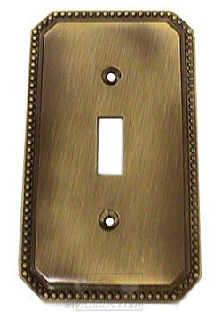 Omnia Hardware Beaded Single Toggle Switchplate in Shaded Bronze Lacquered