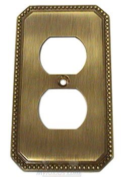Omnia Hardware Beaded Duplex Receptacle Switchplate in Shaded Bronze Lacquered