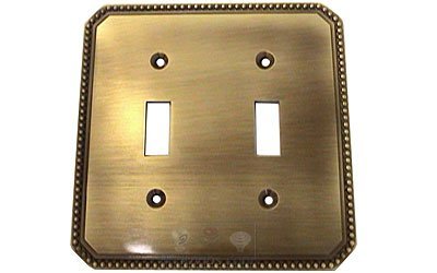 Omnia Hardware Beaded Double Toggle Switchplate in Shaded Bronze Lacquered