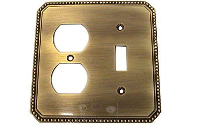 Omnia Hardware Beaded Combination Switchplate in Shaded Bronze Lacquered