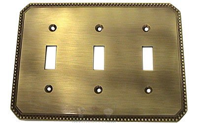 Omnia Hardware Beaded Triple Toggle Switchplate in Shaded Bronze Lacquered