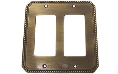 Omnia Hardware Beaded Double Rocker Cutout Switchplate in Shaded Bronze Lacquered