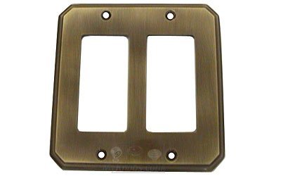 Omnia Hardware Traditional Double Rocker Cutout Switchplate in Shaded Bronze Lacquered