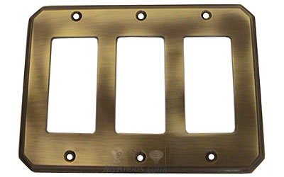 Omnia Hardware Traditional Triple Rocker Cutout Switchplate in Shaded Bronze Lacquered