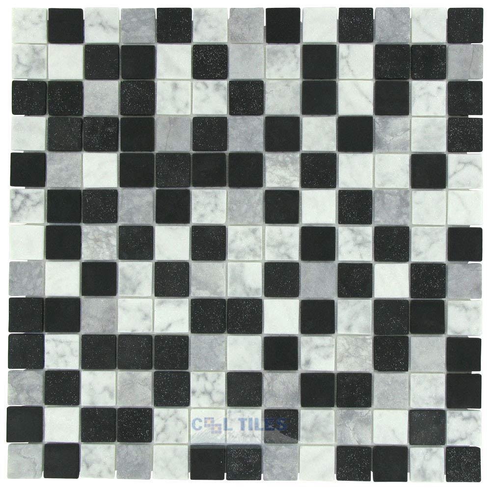 Onix Glass Tiles 1" x 1" Tile in Carrara Mix Dark