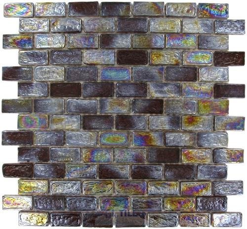 Onix Glass Tiles Iridescent Grey/Black Bricks