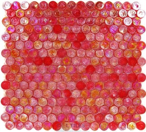 Onix Glass Tiles Iridescent Red Circles