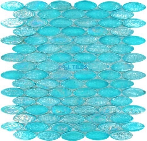 Onix Glass Tiles Iridescent Blue Ovals