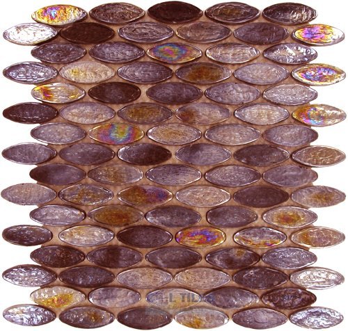 Onix Glass Tiles Iridescent Brown Ovals