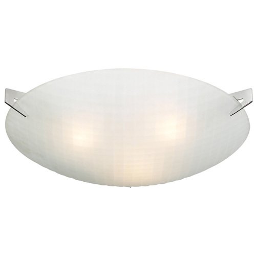 PLC Lighting CFL 17" Flush Ceiling Light in Polished Chrome with Checkered Acid Frost Glass
