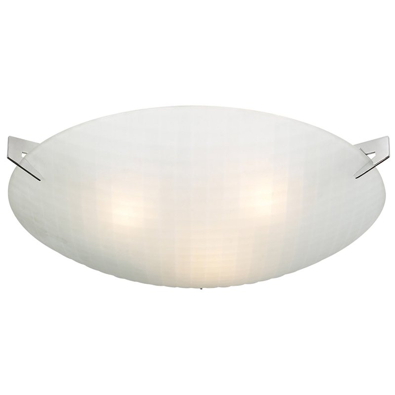 PLC Lighting 17" Ceiling Light in Polished Chrome with Checkered Acid Frost Glass
