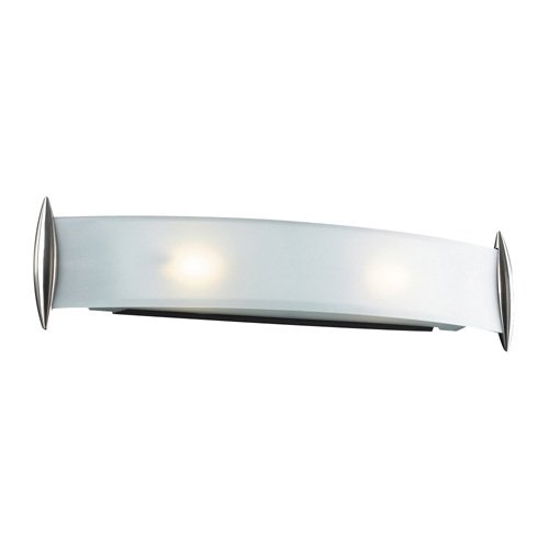 PLC Lighting CFL Double Vanity Light in Satin Nickel with Acid Frost Glass