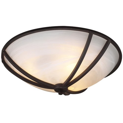 PLC Lighting CFL 11" Flush Ceiling Light in Oil Rubbed Bronze with Marbleized Glass