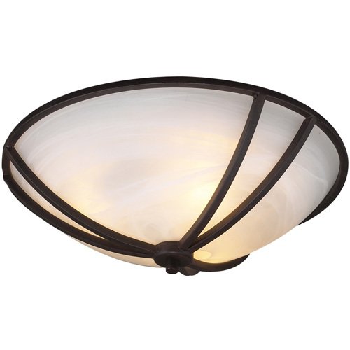 PLC Lighting CFL 16" Flush Ceiling Light in Oil Rubbed Bronze with Marbleized Glass