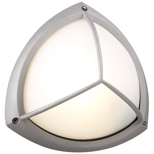 PLC Lighting CFL 10" Exterior Light in Silver with Frost Glass in Silver With Frost Glass