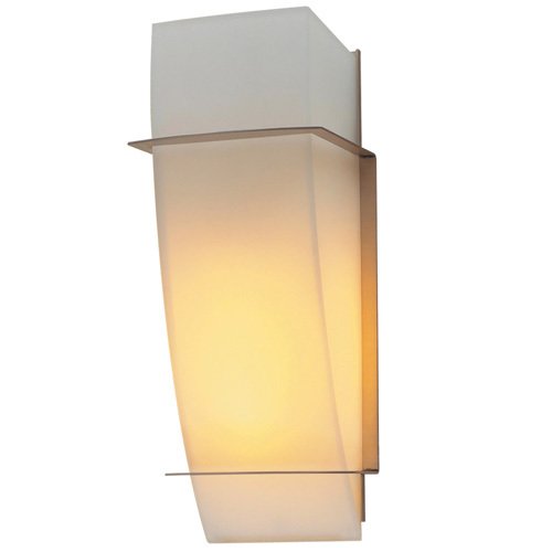 PLC Lighting CFL Single Wall Sconce in Satin Nickel with Frost Glass