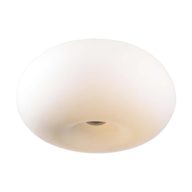 PLC Lighting 15" Ceiling Light in Satin Nickel with Matte Opal Glass