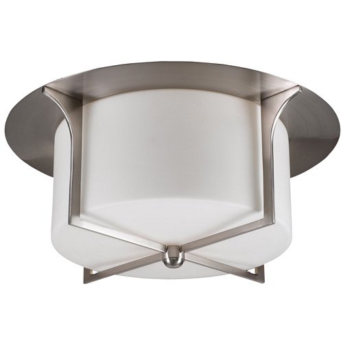 PLC Lighting CFL 18" Flush Ceiling Light in Satin Nickel with Matte Opal Glass