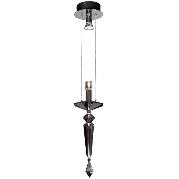PLC Lighting 6" Mini Pendant in Polished Chrome with Smoked K9 Crystal