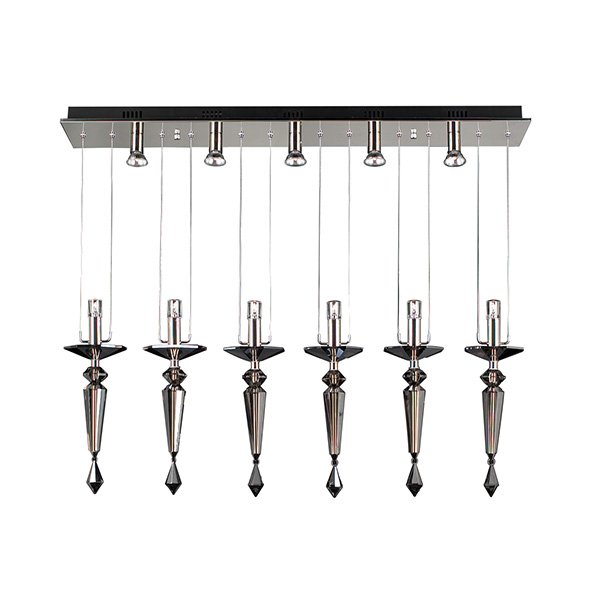 PLC Lighting 44" Chandelier in Polished Chrome with Smoked K9 Crystal